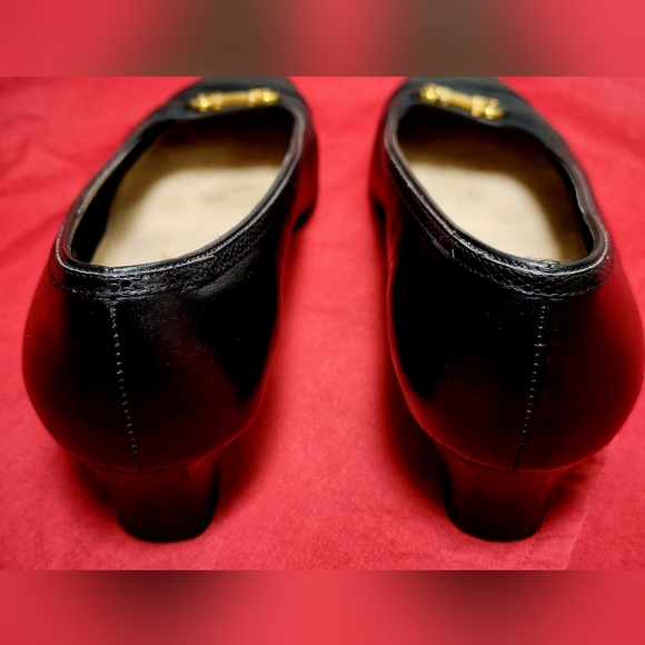 FERRAGAMO | Luisetta style | 9.5 women | Black leather & Lizard trim - Picture 4 of 9